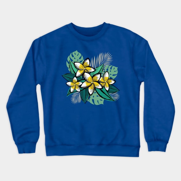 Retro Tropical Leaves Crewneck Sweatshirt by SWON Design